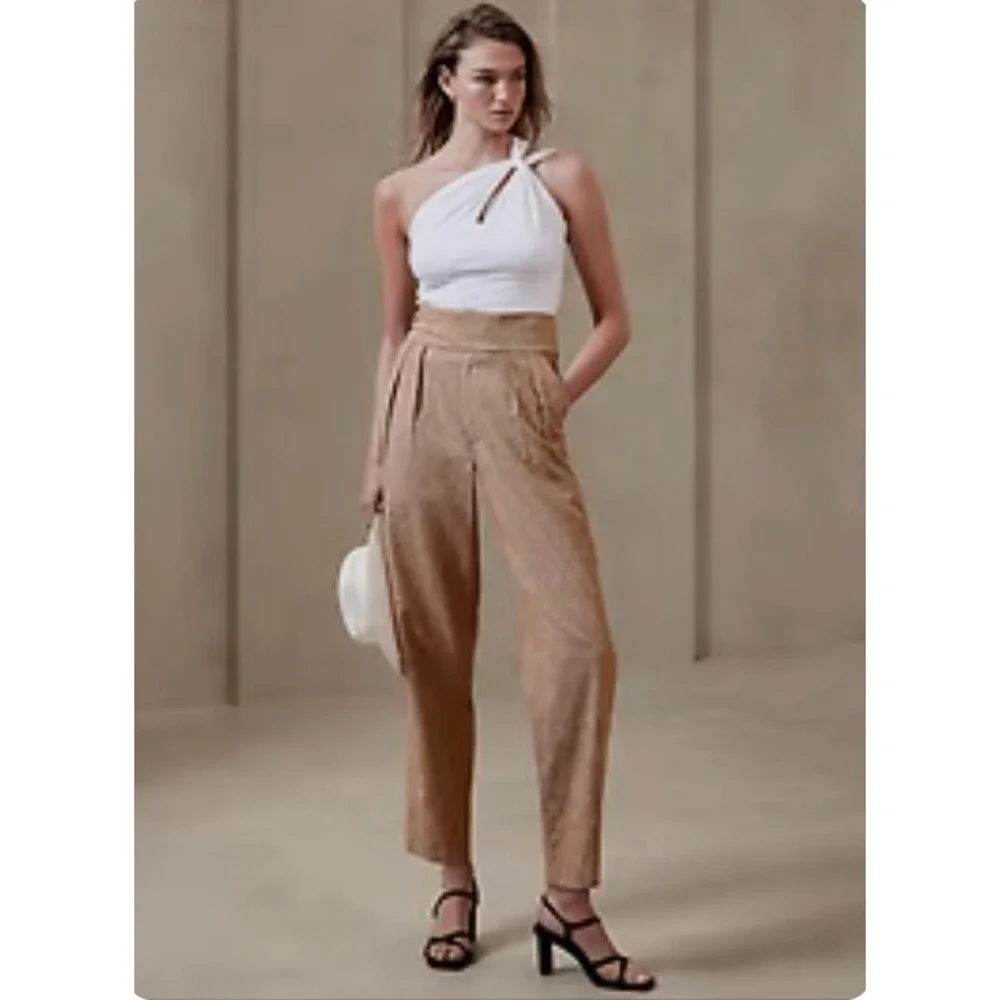 Banana Republic Herringbone Linen-Blend Seafarer Pants in Potters‎ Clay Women 2